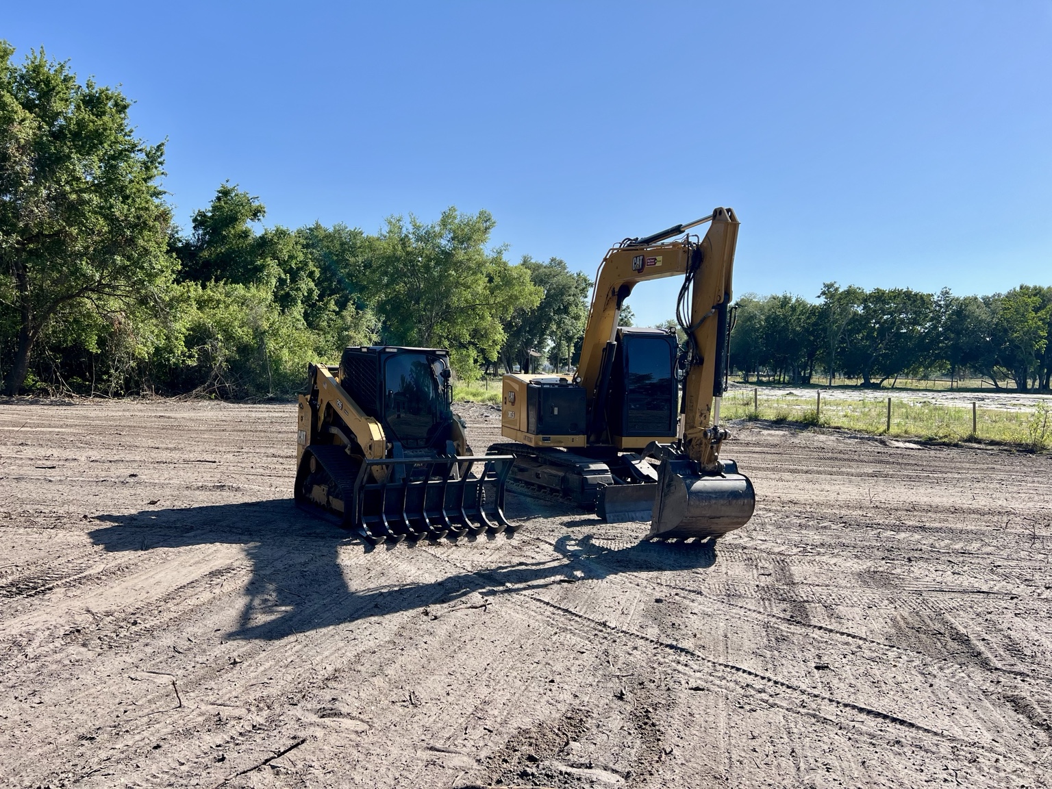 Land clearing equipment on prepared site