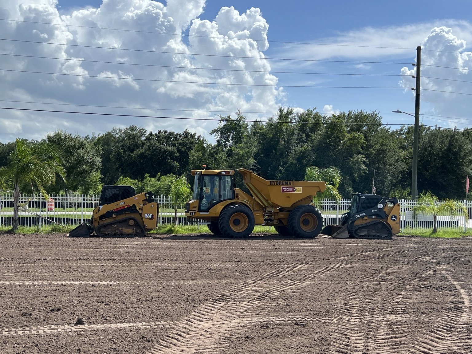 Grading equipment on job site